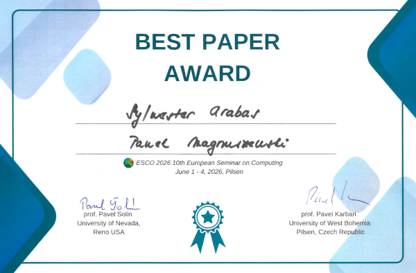 Best Paper Award certificate